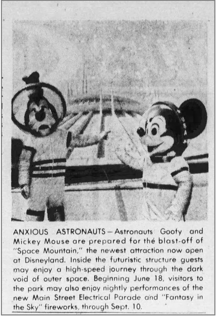 Opening of Space Mountain at Disneyland, Eastside Journal, May 25, 1977